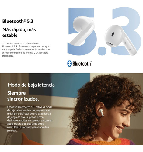 Xiaomi Redmi Buds 4 Lite, Audífonos Táctil / Bluetooth 5.3