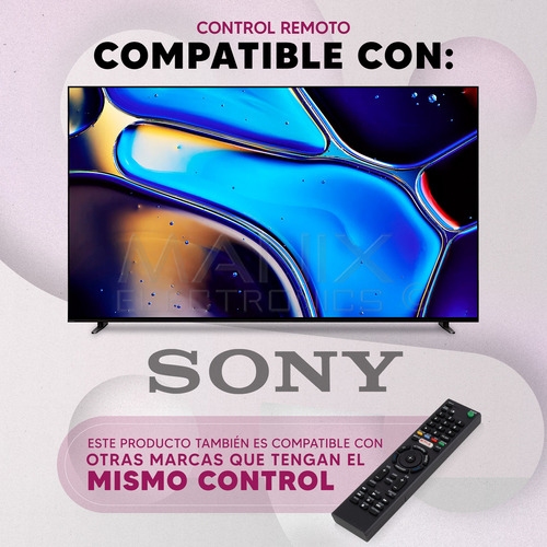 Control Remoto Compatible Con Sony Rmt-tx100u Smart Netflix 4 Pilas AAA Divitech® Incluidas