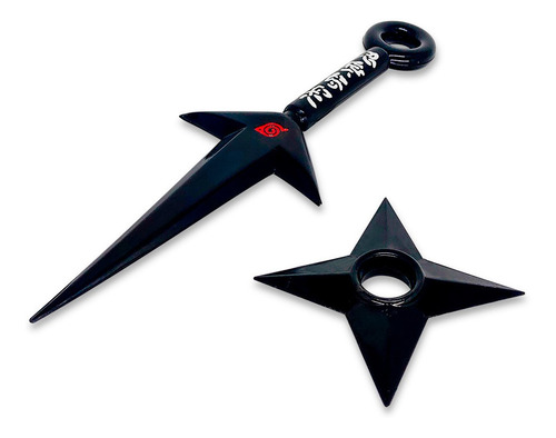 Imagem 3 de 4 de Kit Naruto Minato - Bandana Folha Preta + Kunai + Shuriken