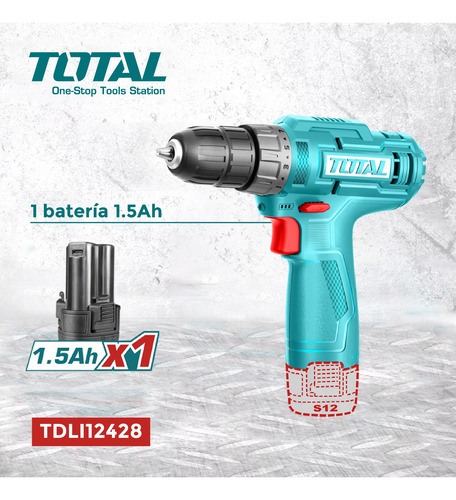 Taladro Inalámbrico+ Batería 12v Ficha Cargador Tipo C Total