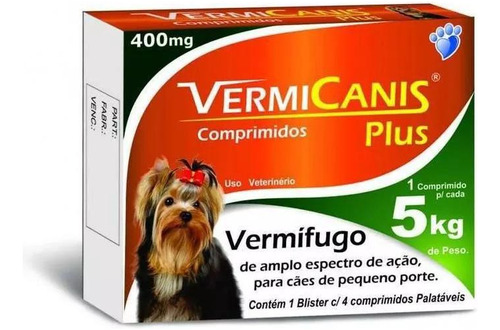 Vermicanis Plus 400mg Para Cães Até 5kg