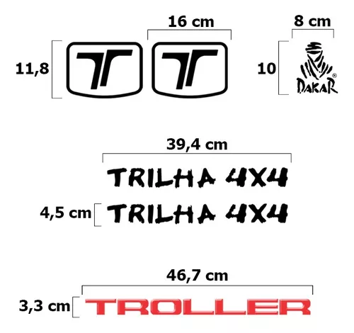 Kit Adesivos Troller T4 2015/2019 4x4 Trilha Dakar Completo Cor: PRATA :  : Automotivo