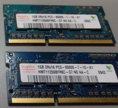Imagen 3 de 3 de Memoria Ram Laptop Ddr3 1gb Pc3-8500 1060mhz Sodimm C1-19
