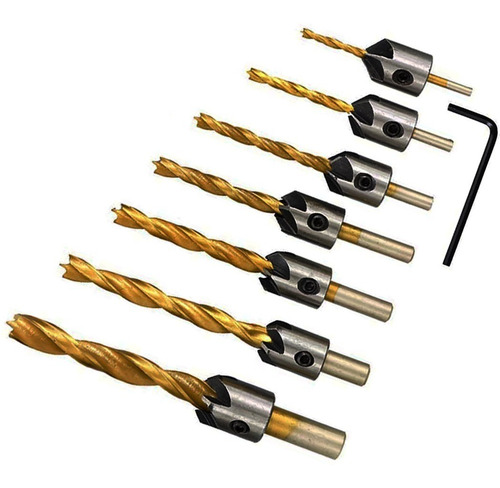 Imagen 1 de 5 de Kit 7 Mechas Fresa Titanio Biseladora Avellanadora S.
