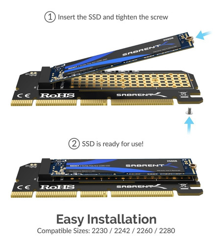 Imagen 2 de 3 de Adaptador Tarjeta Ssd Nvme M.2 A Pcie Sabrent Disipador