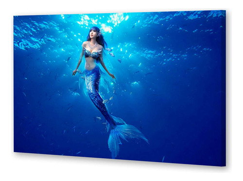 Cuadro 16x24cm Sirena Mar Oceano Azul Mitologia Agua