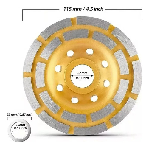 Gorofit Disco De Diamante Desbaste 4.5 Pulgadas P/ Granito, Mármol