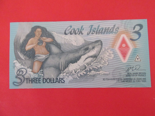 Gran Billete Islas Cook 3 Dolares Oceania Unc Escaso