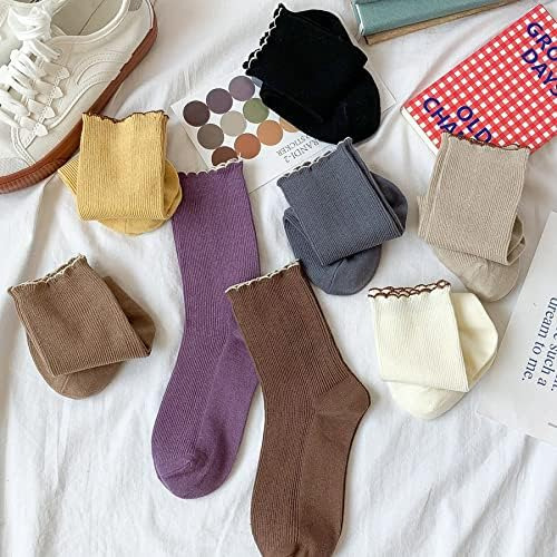 8 Pares De Calcetines De Algodón De Tamaño Redondo Para Muje