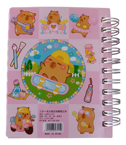 Libreta Capibara Tapa Con Agua Y Brillo Stickers Stickers Skate