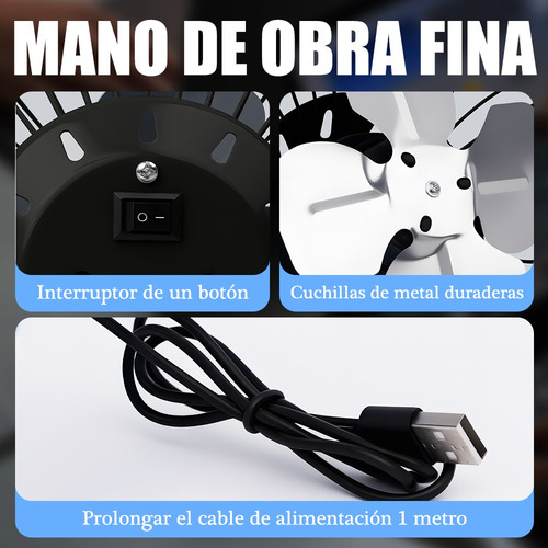 Ventilador De Escritorio Usb Pequeño Aspas De Metal 14cm