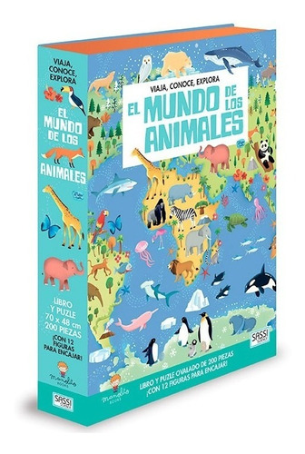 Libro El Mundo De Los Animales + Puzzle 200 Pzas Sassi