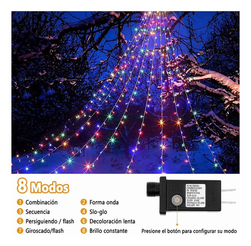 Luz Led De Cascada Estrella A Jardín Exteriores Multicolor