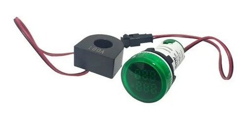 Mini Volt Amperímetro Digital Ojo De Buey 100a Verde