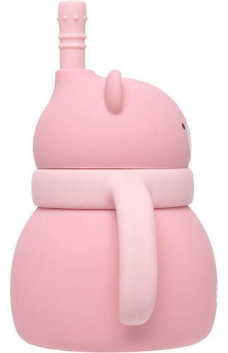 Copo Em Silicone Com Canudo Ursinho Rosa Buba