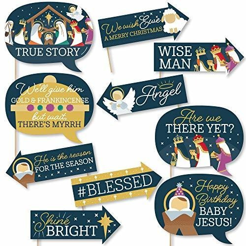 Juego De Accesorios Fotomatón De Navidad Religiosa Esc...