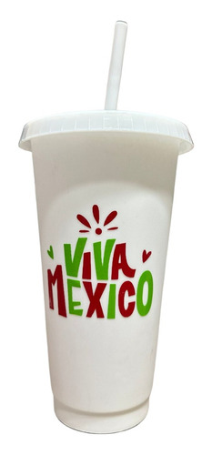 Vaso Con Popote 20 Pzas Personalizados 24oz México