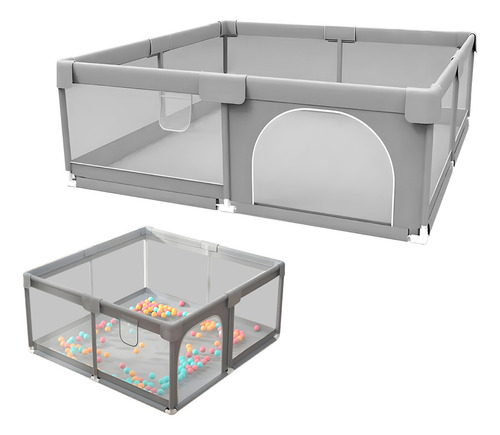 Corralito Bebé Plegable 123*123 Portátil Corral Para Juego Color Gris