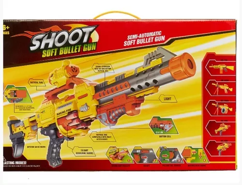 Metralhadora Lança Dardos Nerf Super Shot Lanterna Mira 75cm