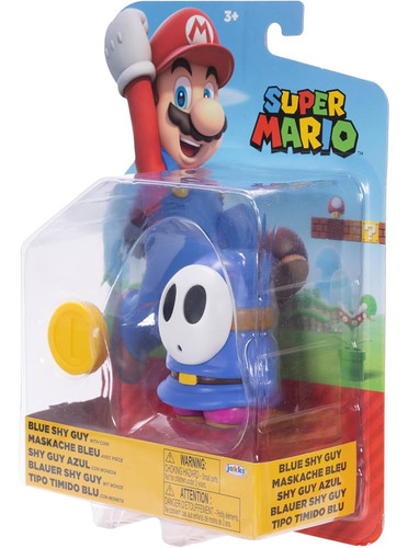 Mario Jakks 4 Pulgadas Shy Guy Azul Con Moneda Raro