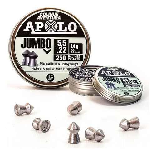 Balines Apolo Jumbo 5,5 Lata X 250 Aire Comprimido Rifle