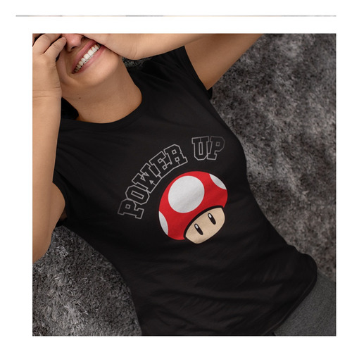 Playera De Mujer Toad Mario Power Up Original Nintendo Algod
