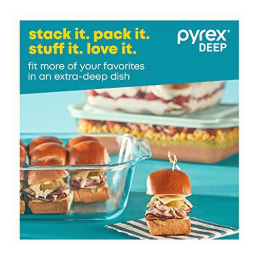 Pyrex 1135014 Refractario De Vidrio Cuadrado Set De 6 Piezas