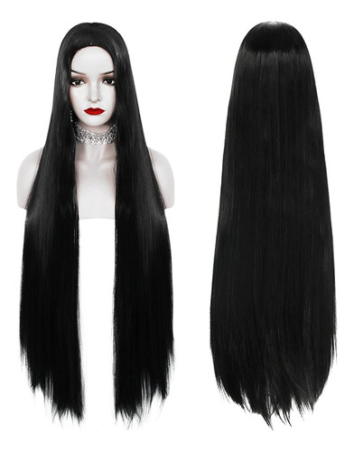 Peluca 80 Cmt Morticia Addams Negro Lisa