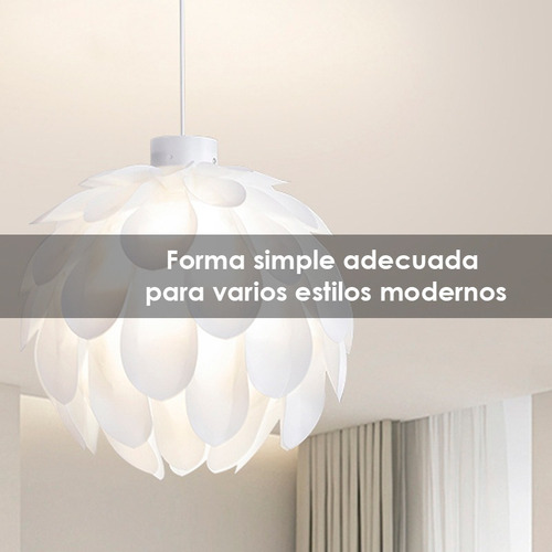 Lampara Colgante 3 Modos De Luz Flor Blanca Estilo Nordico Estructura Blanco