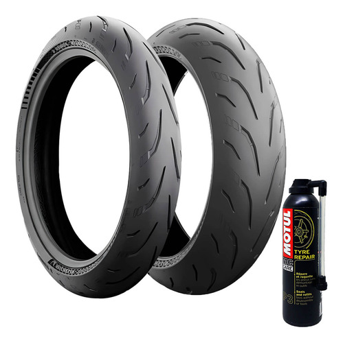 Kit Pneu 120/70-17 + 180/55-17 + Reparo Pneu 300ml Michelin