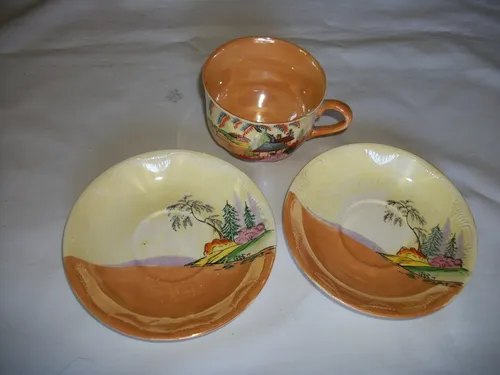 comprar Taza Te - Antigua ( 1 Taza Y 2 Platos ) Sellado - Coleccion