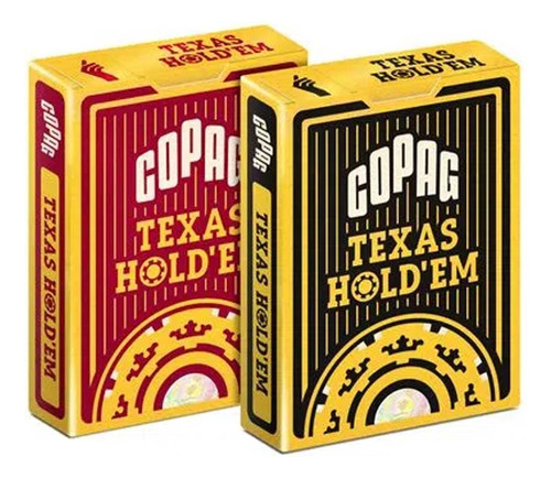 Kit Baralho De Poker Texas Hold'em Naipe Grande Cartas Copag Cor Do Dorso Vermelho E Preto Idioma Português