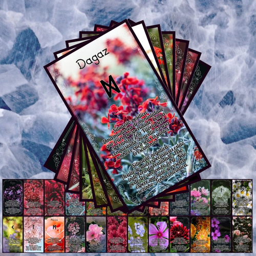 Baralho Runas Com Significados Tema De Flores. Mod 7