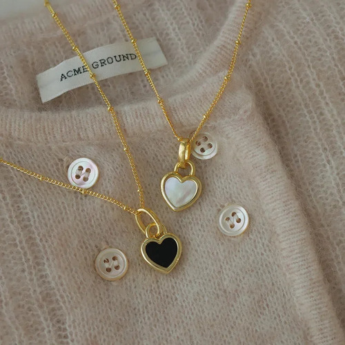 Collar De Amor De Doble Cara De Plata S925 De Estilo Coreano