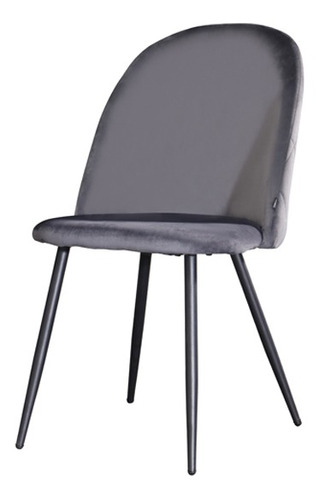 Silla Cheers Tapizada En Gris Oscuro Con Patas Negras De Emuebles, 1 Unidad