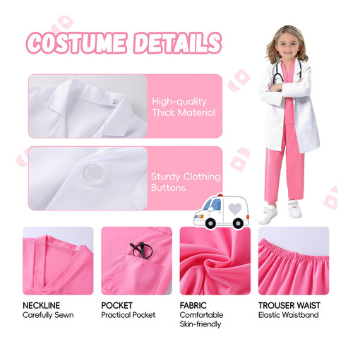 Disfraz De Médico For Niños 8 Piezas De Bata De