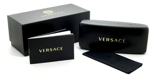 Óculos de sol Versace Ve4465 Xxl, cor preta com moldura de acetato padrão - Ve4465