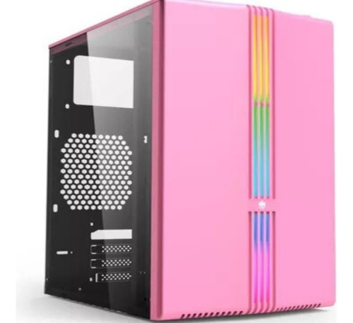 Gabinete Gamer Louts Mid-tower Eg816 C/ Fita Led Rosa Evolut