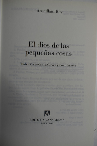El Dios De Las Pequeñas Cosas Arundhati Roy C191