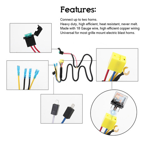 Kit De Relé De Bocina Universal De 12 V/24 V Para Coche, Cam