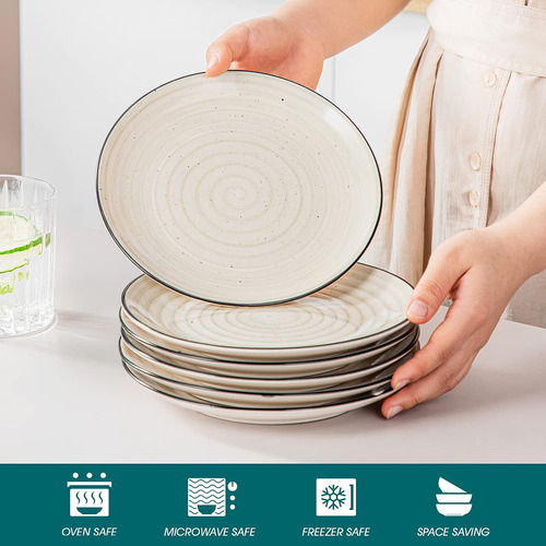 Platos Set Aperitivo 19 Cms 6 Pcs Cerámica Redonda