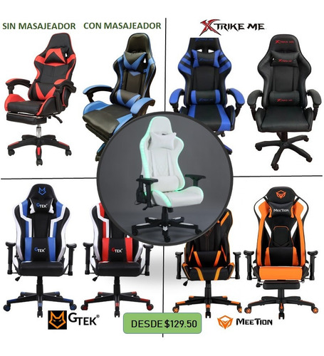 Imagen 1 de 10 de Silla Gamer Con Luz Meetion Victory Apoyo Lumbar Y Cervical