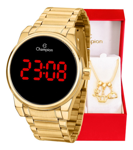 Relógio Champion Feminino Dourado Luxo + Pulseira Berloques