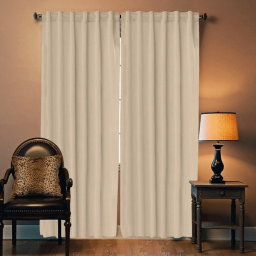 Juego De Cortina Blackout Textil, Bloquea 100% La Luz Natural