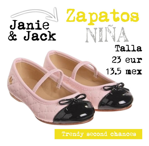 Zapato Ballerina Charol Niña  Rosa Negro La Segunda Bazar