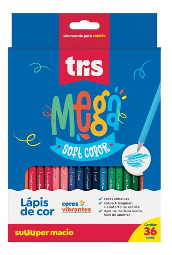 Lapis De Cor Tris Mega Soft Color 36 Cores