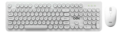 Kit de teclado e mouse sem fio OEX TM410 Português Brasil de cor branco