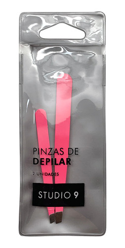 Pinza De Depilar Fucsia Studio 9 Punta Inclinada X 2 Un