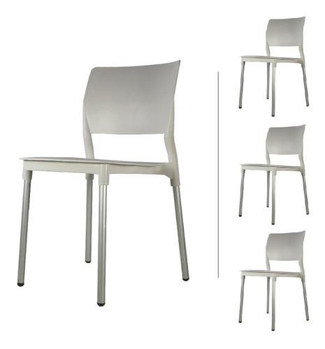 Silla De Plastico Alesia Jardin Paq. De 4 Pzas Color Blanco