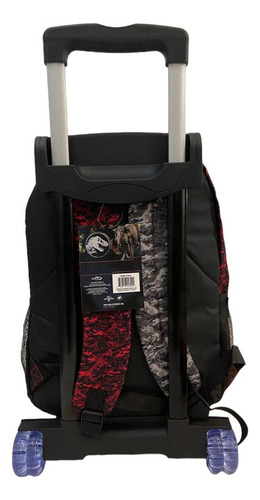 Mochila Jurássic Park Primaria Con Lapicera Color Negro Diseño De La Tela Dinosaurio